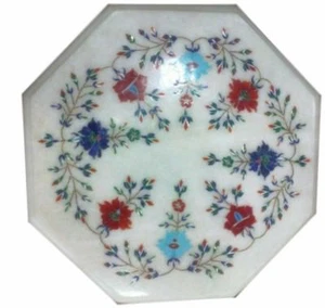 12" Coffee Table Top Floral Inlay Pietra dura Art Work For Home Decor - Picture 1 of 3