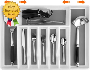 Expandable Silverware Drawer Organizer Utensil Organizer for Kitchen Drawers - Picture 1 of 10