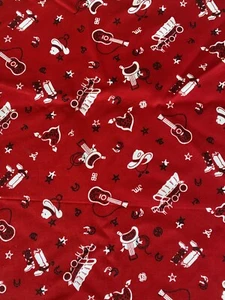 V.I.P. Print By Cranston Print Works Co. Red Bandana Western Print Fabric - Picture 1 of 7
