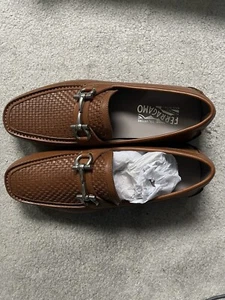 NEU SALVATORE FERRAGAMO PARIGI BRAUN GEWEBT GANCINI MOKASSINS FAHRERSCHUHE 8EEE - Bild 1 von 6