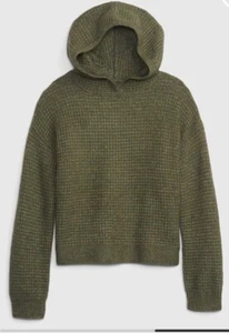 NWT Gap Kids Girls Waffle Hoodie Sweater army green Medium 8 $44.95 - Picture 1 of 2