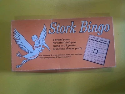 VTG MCM 1957 Leister Stork Bingo 1026 Baby Shower Party Activity Board Game  - Image 1 of 4