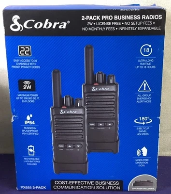 Cobra PX655 Pro Business 2W FRS Walkie Talkie 2 Pack NEW - Image 1 of 2