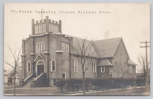 WILLMAR Minnesota St. Marys Catholic Church RPPC AZO 1918-30 - Picture 1 of 4