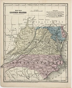 1860 VIRGINIA - NORTH CAROLINA - MARYLAND Map ORIGINAL Burgess Smith (10X8.5) - Picture 1 of 4
