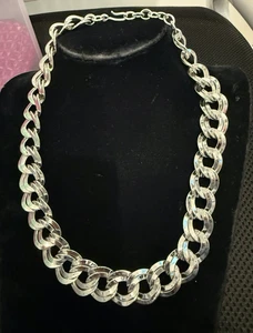MONET VINTAGE CHUNKYH SILVER CHAIN NECKLACE - Picture 1 of 5