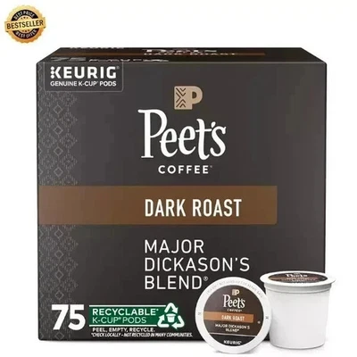 Peet's Coffee Major Dickason's Blend Dark Roast Coffee K-Cup Pods - 75 Count..
