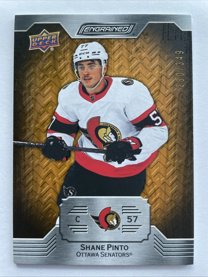2023-24 Upper Deck Engrained Oak Shane Pinto /349 #44 Ottawa Senators Card - Image 1 of 3