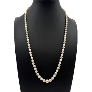 Vintage 14k Weißgold Filigran Verschluss Graduierung Perlenkette 19,5" Antik - Bild 1 von 7