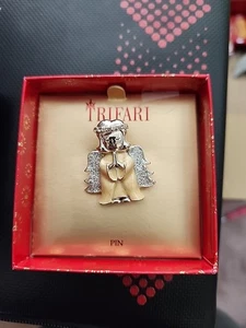 Vintage Crown Trifari NIB Angel Christmas Enamel Brooch - Picture 1 of 5
