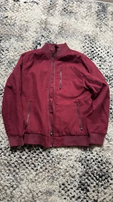 Alfani Men’s Faux Suede Bomber Jacket Size M – Burgundy Zip Up - Image 1 of 3