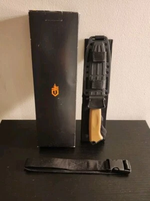 Cuchillo de hoja fija Gerber Prodigy bronceado oscuro y hoja negra con funda negra nuevo en caja Foto 1 de 3