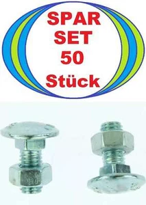 50 Schlossschrauben M8 x 20 mit Mutter Flachrundschrauben DIN 603 Vierkantansatz - Bild 1 von 2