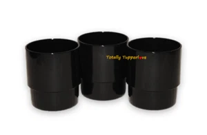 Tupperware Tumbler Cups Preludio Acrylic 10 oz. Set of 3 Black Vintage NOS - Picture 1 of 2