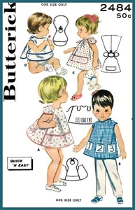 Butterick 2484 UNISEX Muster LÄTZCHEN SMOCK Junge Mädchen 1 Gr. - Bild 1 von 4