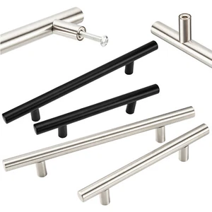 Küchenschrankgriffe Schubladengriffe Knöpfe Edelstahl Nickel gebürstet/schwarz - Bild 1 von 25