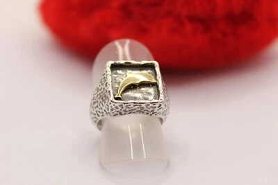 ANELLO ARGENTO BRUNITO CHEVALIER DELFINO DORATO MM 14 MIS 12 REGOLABILE EXPLOIT - Immagine 1 di 4