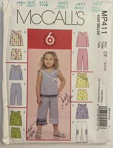 McCall’s Toddler Girls MP411 Pattern Top Shorts Capri Pants 4-5-6 - Picture 1 of 2