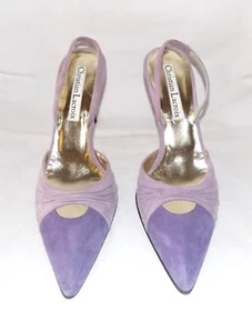 Christian Lacroix Two-Tone Purple Suede Cutout Ruched Slingback Heeled Pumps 40 - Picture 1 of 5
