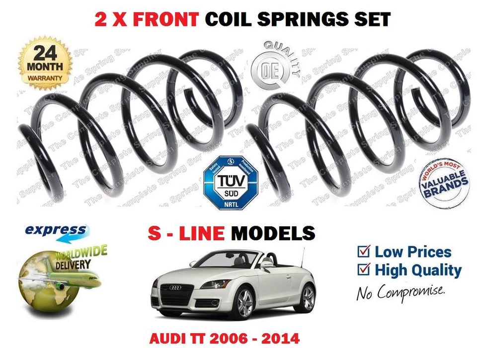 FOR AUDI TT S LINE 1.8 2.0 TFSI 3.2 V6 2006-2014 NEW 2X FRONT COIL SPRINGS SET - Image 1 of 1