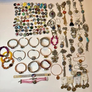 100+pc 18mm Snap Jewelry Bundle Necklaces Variety Button Jewelry Making Bulk - Picture 1 of 7