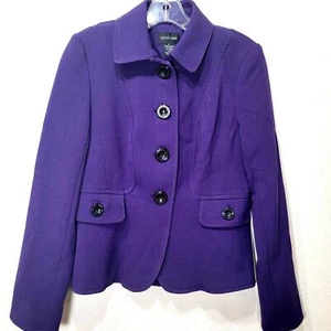 Chaqueta Focus 2000 púrpura 8P botón elástico Y2K forrada vintage - Imagen 1 de 8