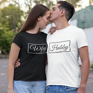 Personalised T Shirt Wifey Hubby Wife Husband Bride Groom Mr and Mrs Gift TShirt