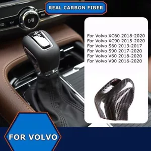 Black Carbon Fiber Car Gear Shift Knob Trim Cover For Volvo S60 XC60 V60 S90 V90 - Bild 1 von 7