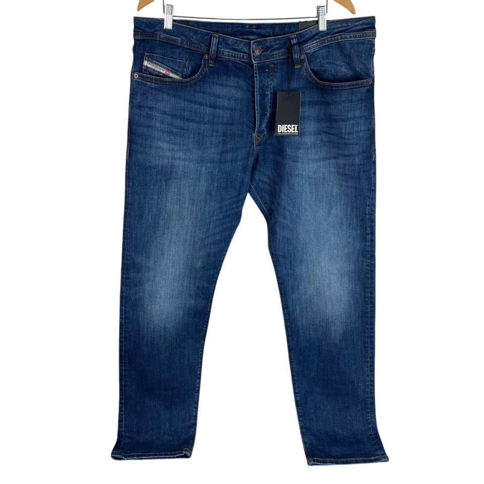 Diesel Buster Tapered Jean (Actual 38x33) Blue Denim Button Fly Stretch