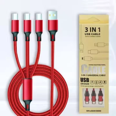 ZEROLIMITS 1,2m Multi USB Ladekabel 3 in 1 Typ-C Micro iPhone Huawei Rot Universal
