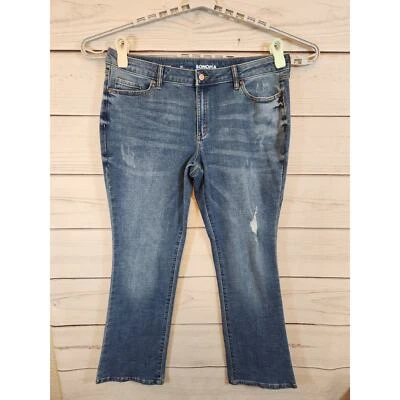 Jeans bootcut feminino Sonoma cintura alta lavagem média tamanho 16 - Imagem 1 de 4