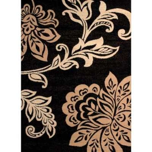 Black And Beige Floral 5x7 Ft Area Rugs For Living Room Bedroom Modern Clearance - Picture 1 of 8