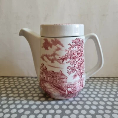 Vintage Royal Maddock Ultra Vitrified Red & White Chocolate/Hot Water Pot  - image 1 of 4