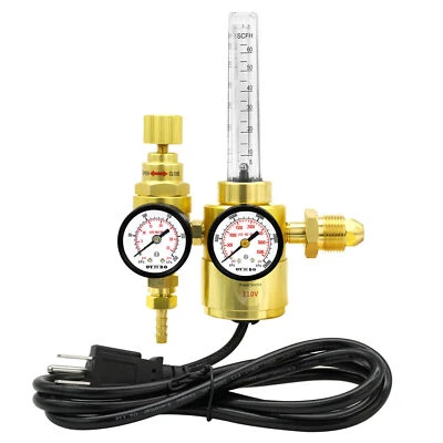 CO2 110V Pressure Regulator Flow Meter Carbon Dioxide Heated Pressure Reducer - Image 1 of 4