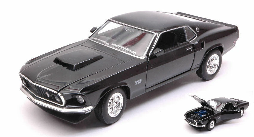 Ford Mustang Boss 429 1969 Black 1:24-27 Model 24067BK WELLY - Immagine 1 di 1