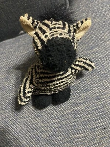 Vintage Russ Home Buddies Zebra Black & White Terry Cloth Beanbag Plush 5” - Picture 1 of 3