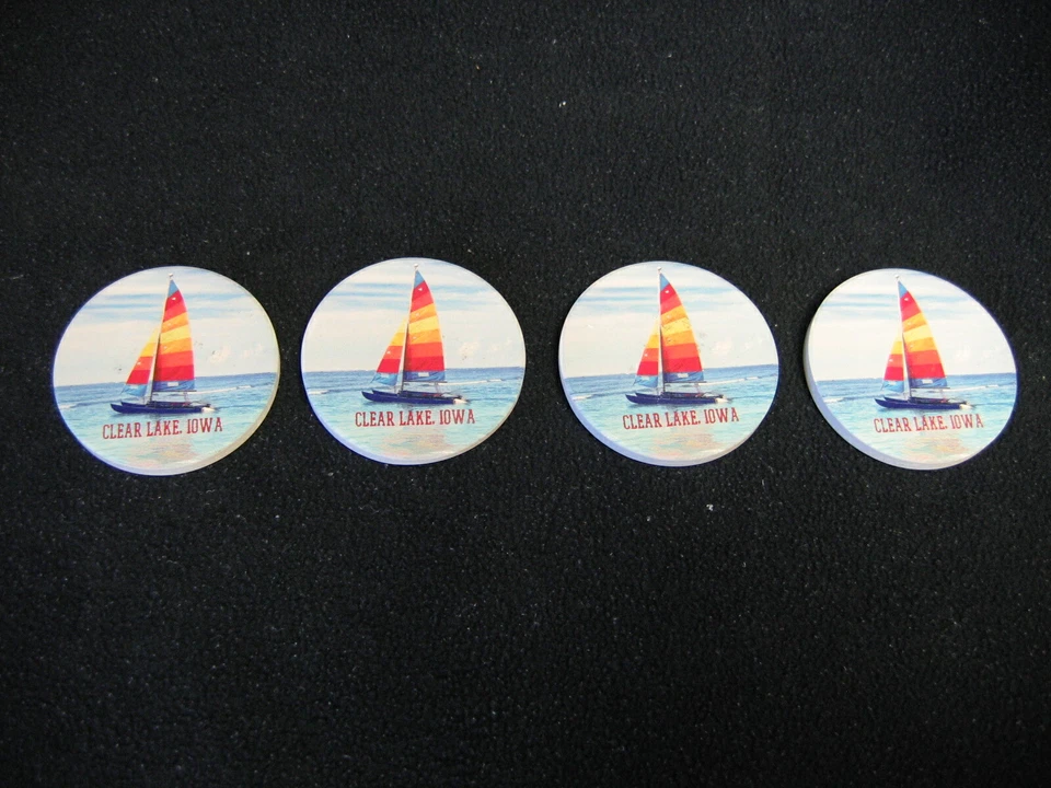 CLEAR LAKE IOWA - STONEWARE COASTER  SET OF 4 - NEW - SAILBOAT - Изображение 1 из 1
