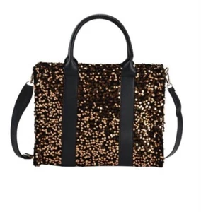 Gold Sequin Faux Leather Tote Bag NWT - Picture 1 of 7