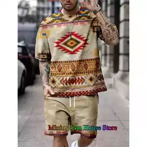 Summer Men Set Fashion 2-piece Set 3D Print Men T-Shirt Shorts Pants Suit Casual - Picture 1 of 37