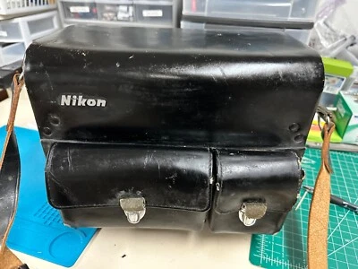 Vtg Nikon FB-5 Hard Shell Black Leather w/ Self-locking Sockets Camera Case - Image 1 of 4