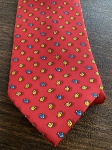 NUEVA Corbata de Seda Etro Milano Roja Pequeña Amarilla Azul Dama Bichos Italia Nueva con Etiquetas $170 USD - Imagen 1 de 8