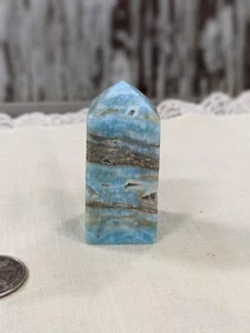 Natural Blue Aragonite Hand Polished Tower - Picture 1 of 3