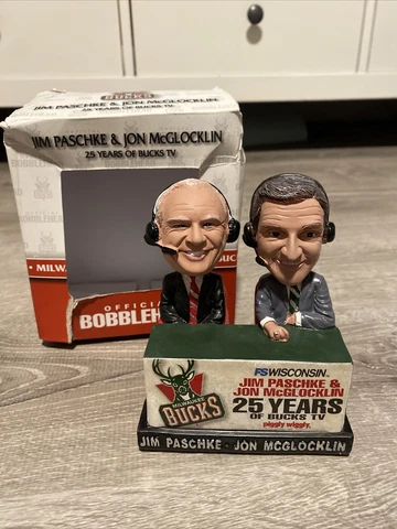 JIM PASCHKE & JON MCGLOCKLIN MILWAUKEE BUCKS 2011 SGA DUAL BOBBLEHEAD ANNOUNCERS Cover