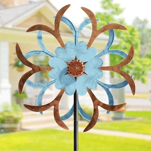Wind Spinner kinetischer Pfahl doppelte Richtung Outdoor Terrasse Rasen Hof Kunst Dekoration - Bild 1 von 9