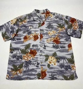 VTG Beach Scene Hawaiian Tropical Surfer Camp Loop Collar Button Shirt Size XL - Picture 1 of 21