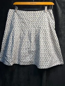 Falda Antigua Azul Marino Talla 8 Estampado Geométrico Línea A 100% Algodón Justo Debajo de la Cintura Azul W - Imagen 1 de 3