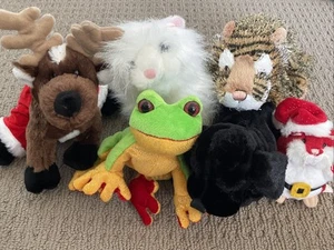 Ganz Webkinz Lot 6 Plush Reindeer Black Lab Frog Cat Hamster Tiger NO CODES - Picture 1 of 2