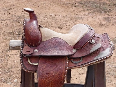 Silla de montar Texas Saddlery 400 de cuero crudo de alta resistencia Western Steer Roping/Ranch Foto 1 de 4