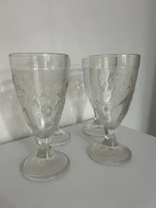 Vintage French Goblets Sundae Glasses made in France Embossed Fruit Ect X 4 - Picture 1 of 14