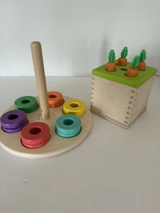 Lot of Lovevery Montessori Wooden Baby Toys Carrot Drop Rainbow Stack - Picture 1 of 6